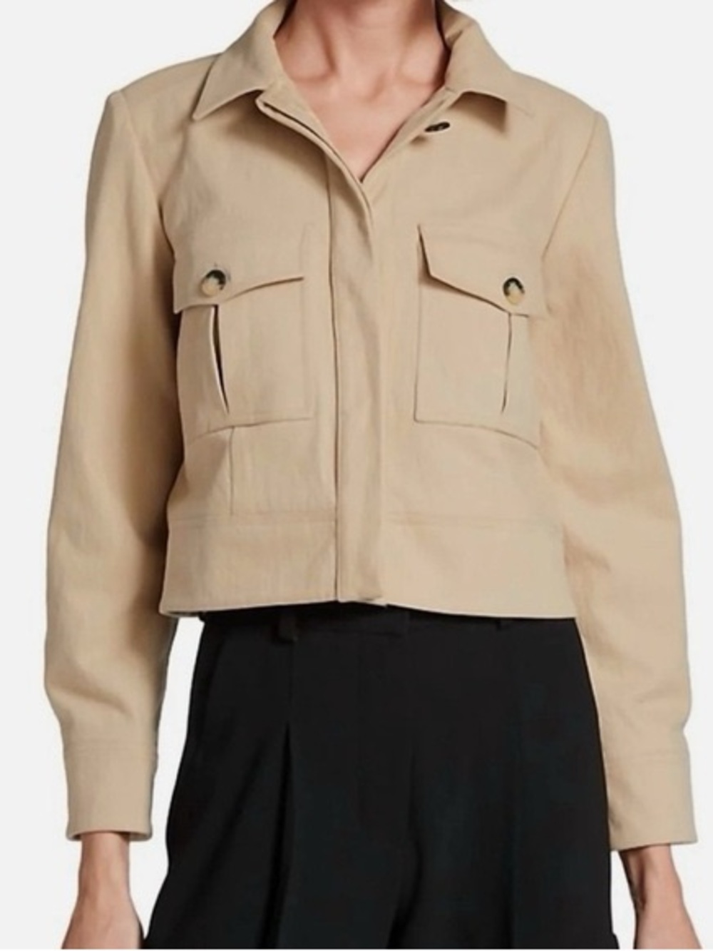 ba&sh Cropped Beige Utility Jacket - Picture 2 of 4